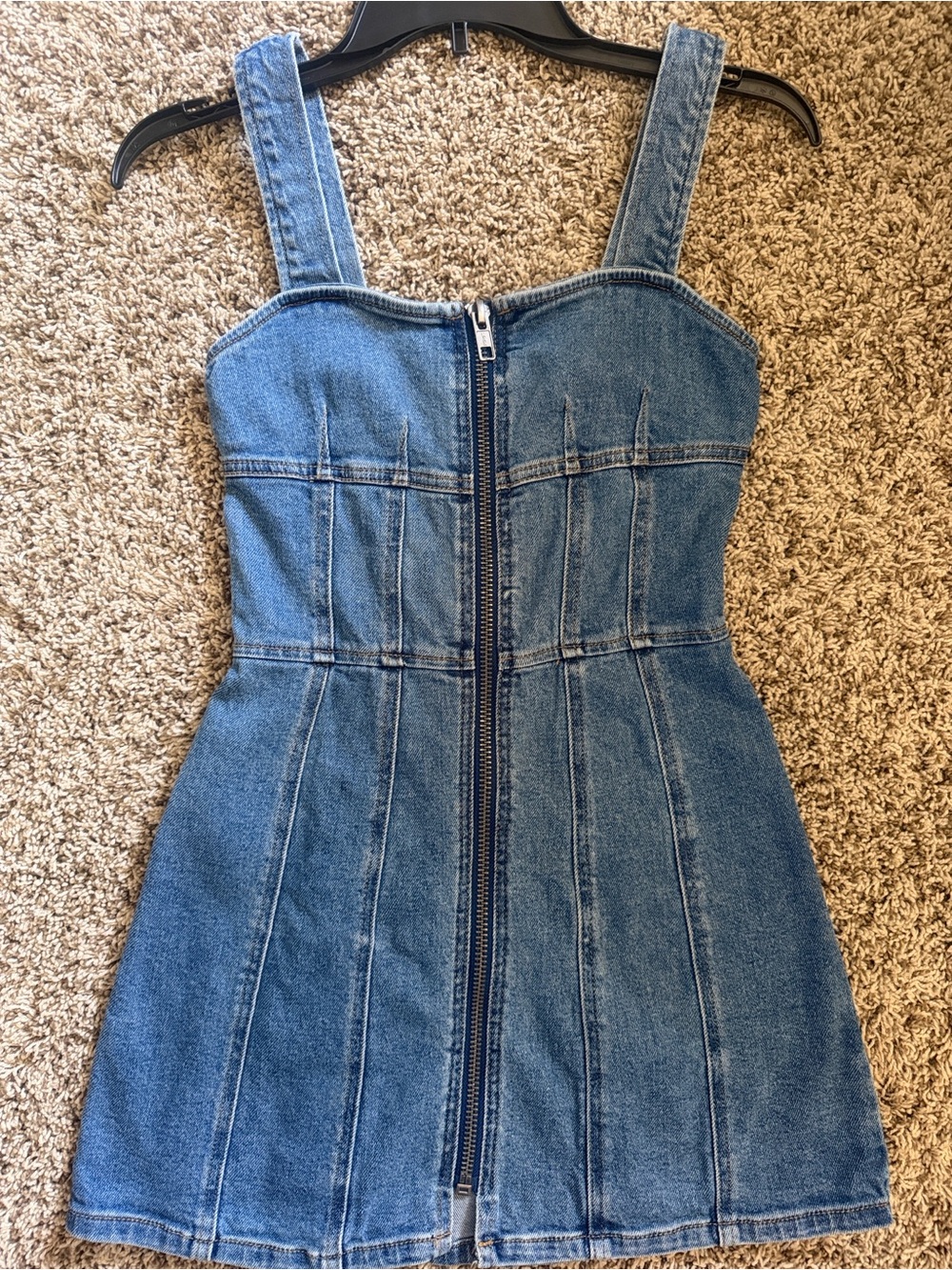 Blue Denim Zip-Front Mini Dress